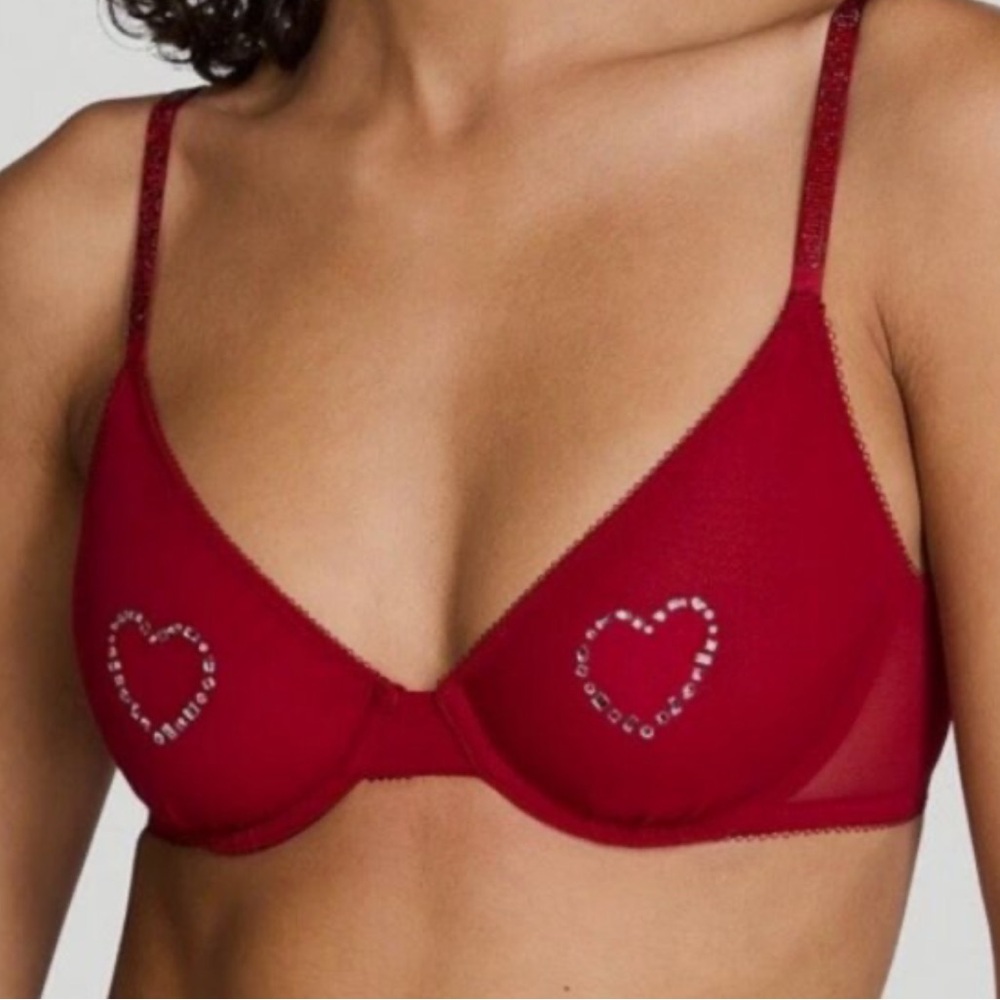 Victoria's Secret Red Bra with Heart Accents